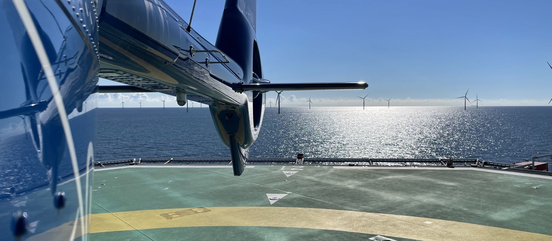 Offshore Helideck with Helicopter